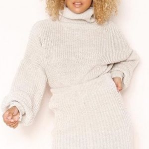 Beige Knit Jumper Midi Co-ord set